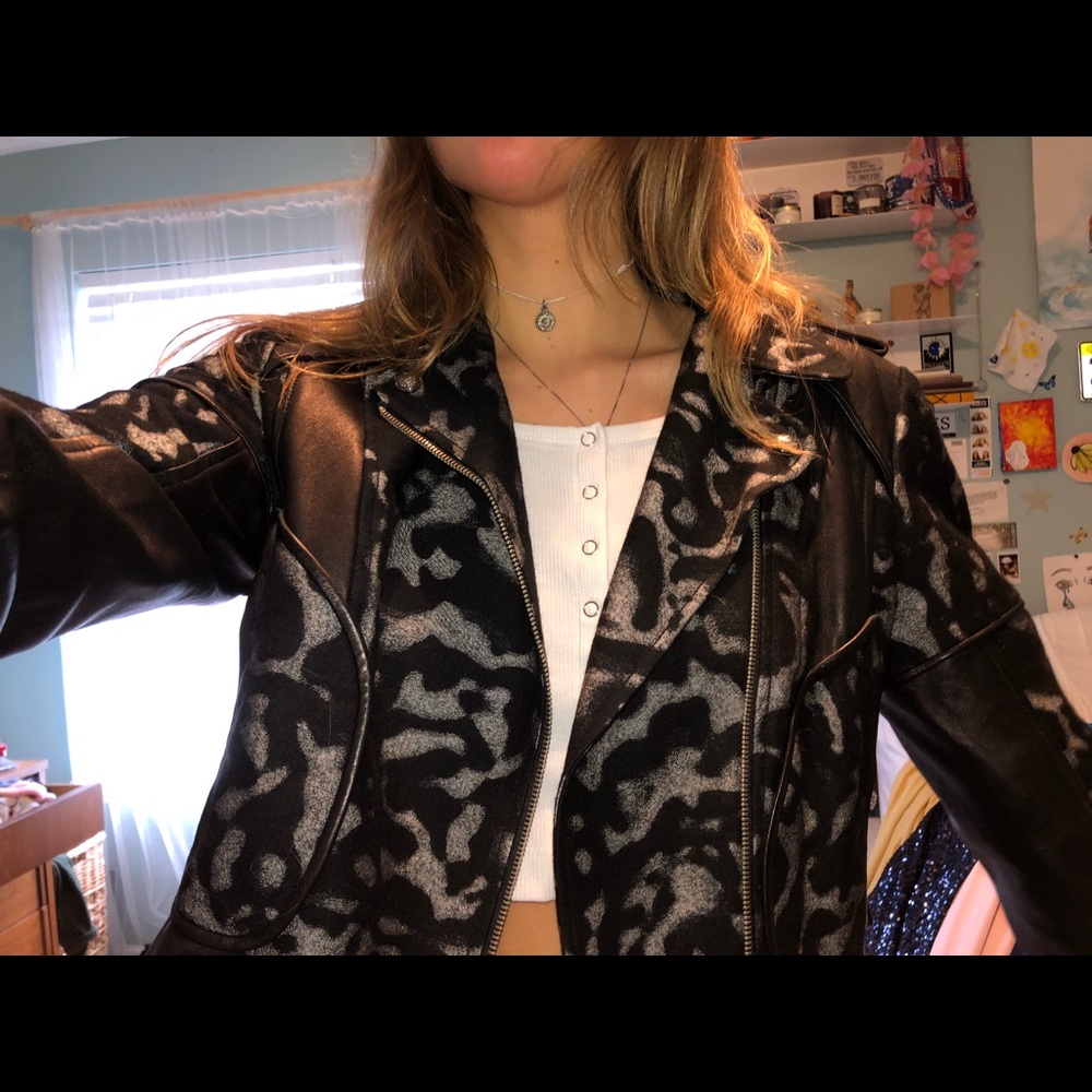 animal print leather jacket